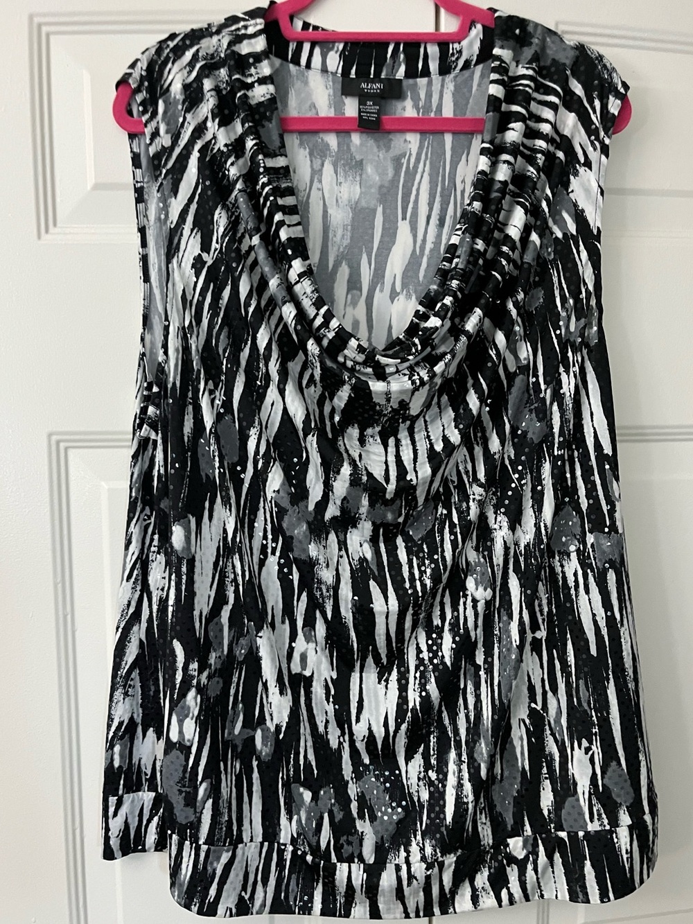 Alfani 2X / 3X Sleeveless sequined Drape Neck Top